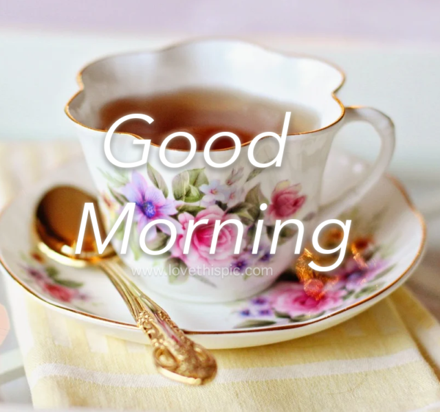 374936 Vintage Tea Cup Good Morning