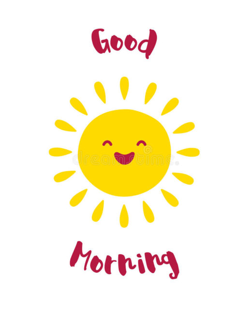 Cartoon Sun Smiles Good Morning Card Vector 96331767