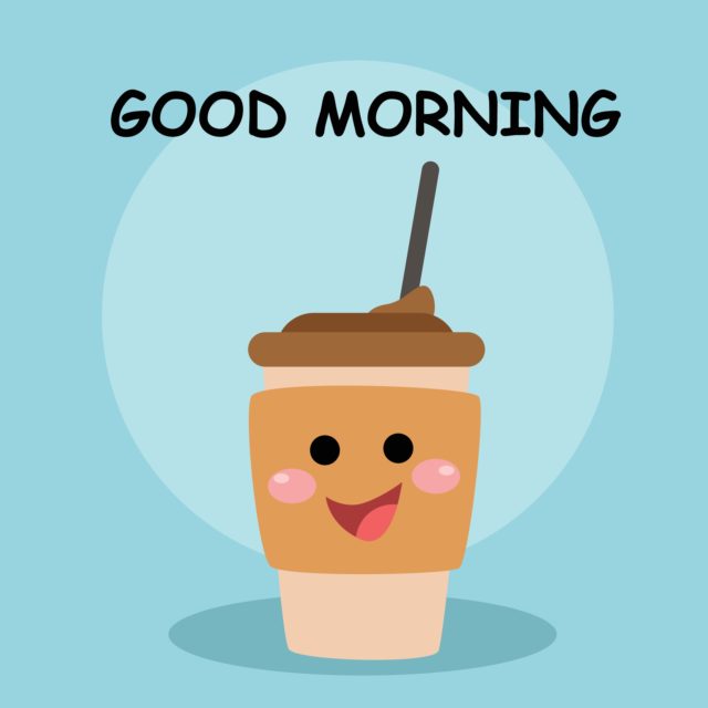 Cute Shake Good Morning Character Vector Template Design Illustration